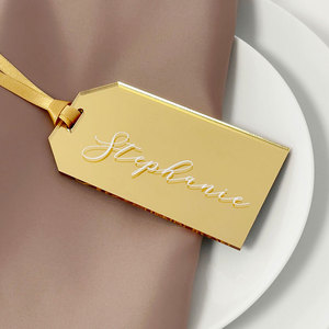 Marque-place de mariage personnalisé sur mesure en acrylique argenté effet miroir, idéal comme <span class=keywords><strong>cadeau</strong></span> ou souvenir de fête, ou comme panneau de plan de table. - Product Image 5