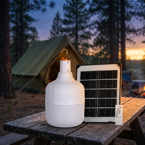Ampoule LED rechargeable d'urgence avec télécommande, DC5V-6V 100W 2700K, indice de protection IP20, batterie PP 1500mAh avec panneau solaire 3W - Product Image 3