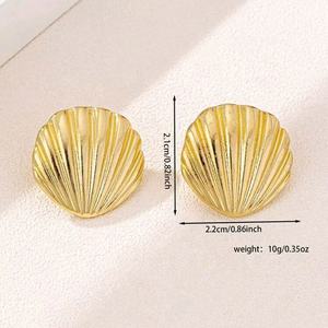 Pendientes de Aro con Diseño de Océano, Personalizados, de Alta Gama, con Diamantes, Simples, Elegantes, Versátiles, Geométricos, Modernos, para Vacaciones, de Aleación Dorada - Product Image 4