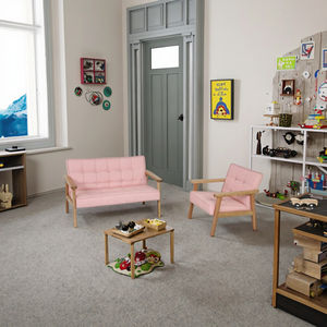 JIAMUJIA <span class=keywords><strong>Fauteuil</strong></span> Relax pour Enfants en Bois de Luxe, Mini Coussin en Cuir PU, pour Chambre d'<span class=keywords><strong>Enfant</strong></span>, École ou Salon - Product Image 1