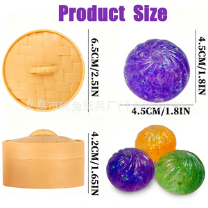 Jouet anti-stress transfrontalier très populaire, boule de décompression scintillante et colorée en forme de boulette vapeur - Product Image 2