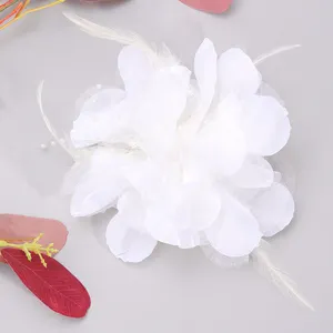 CN coreano Organza grande fiore forcine per le donne maglia fiore artificiale spilla per le donne accessori