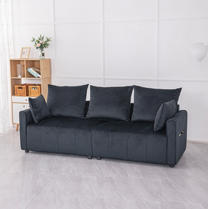 Velvet Modern <b>Convertible</b> 2-Seater Sofa Set Black Two-Tone Sofa <b>Bed</b> with Contemporary Design for Hotel Apartment Villa Use - Product Image 5