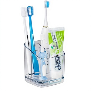 Soporte para cepillos de dientes de baño mejorado con 3 ranuras, desmontable, de pared, con drenaje para encimera, para blanqueamiento dental y pasta de dientes eléctrica - Product Image 1