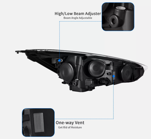 KOAUTO luci impermeabili faro giorno testa lampioni anteriori faro per <span class=keywords><strong>ford</strong></span> <span class=keywords><strong>focus</strong></span> 2015 2016 2018 2017 <span class=keywords><strong>2019</strong></span> 2020 nero - Product Image 3