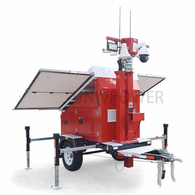 Hybrid-Ready New Generator-Solar Portable LED Light Tower Trailers for Continuous Construction Site Operations