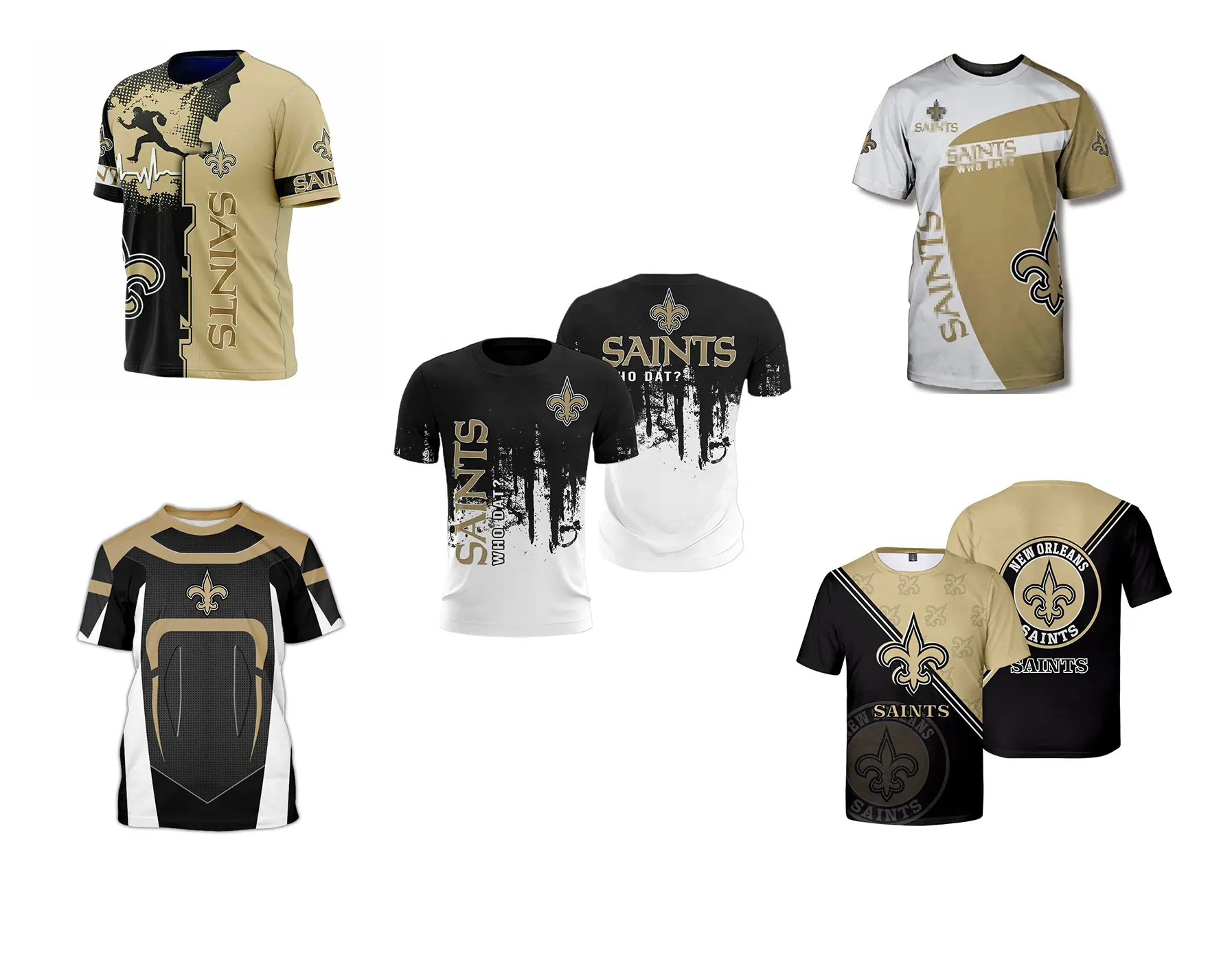 Factory High Quality NFL Teams Saint 3D print Summer Men American size Football T shirts
