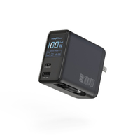 KABBOL GaN 1C1A 100W USB C PD 3.0 Pengisi Daya Dinding dengan Layar LED - PPS 100W 65W 45W 25W Adaptor Daya Laptop Tipe-C dan Kabel