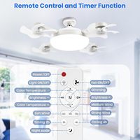 Ventilateur de plafond créatif à 4 têtes avec lumière, pliable, 5 pales, télécommande, lampe de ventilateur à intensité variable, 60W, silencieux, prise LED
