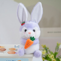 Porte-clés en peluche lapin carotte mignon Kawaii, couleurs pastel, mini jouet en peluche doux et moelleux, pendentif de sac