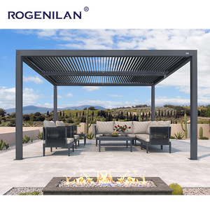 Pérgola de Jardín Moderna Personalizada ROGENILAN, Pérgola de Aluminio con Techo de Láminas Impermeable y Toldo Parasol - Product Image 4