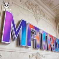Enseigne électronique LED avec logo personnalisé, lettres néon dynamiques et effets de flamme ondulante irisée, origine Chine