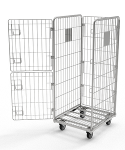 इस्पात क्यू 235 500 किलोग्राम क्षमता रोल पिंजरे ट्रॉली पाउडर लेपित चार-तरफा लॉक योग्य डिजाइन अनुकूलन कार्गो भंडारण - Product Image 1