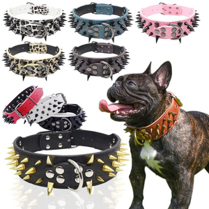 Collier pour chien en cuir de luxe personnalisé, clouté et à pointes, colliers de créateur pour animaux de compagnie, rubans imprimés, sac OPP, réglable, accepte le logo personnalisé - Product Image 1