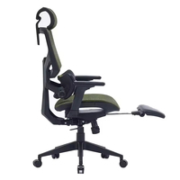 Chaise de bureau pivotante ergonomique moderne et confortable, dossier en maille respirante verte, appui-tête réglable en hauteur, pour la maison et le bureau