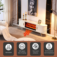 Meuble TV électrique avec foyer LED de 79 pouces, console multimédia moderne de luxe avec insert de foyer LED à 12 couleurs