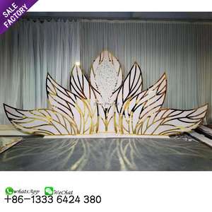 ขายอุปกรณ์ตกแต่งงานแต่งงานแบบพกพา ฉากหลังงานแต่งงานแบบถอดได้ ฉากถ่ายภาพสีทองพร้อมขาตั้ง - Product Image 4