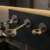 Robinet de lavabo cascade moderne à double poignée HD-BF22 en laiton poli, montage mural monotrou, avec cartouche céramique, pour hôtel
