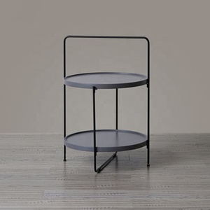Round Portable Dual <b>Storage</b> <b>Side</b> <b>Table</b> Modern Luxury Metal of Type <b>Table</b> Usage Office Home Room Restaurant Round Made in India - Product Image 2