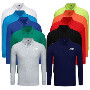 Chemise polo pour homme en coton Cuprammonium, manches longues, 210 g/m², logo brodé de haute qualité, impression personnalisée - Product Image 1