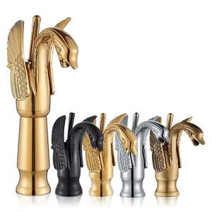 Golden Swan Basin Faucet Deck Mounted Bathroom Faucet Hot and Cold Water Mixer Tap Bath Water Faucet Basin Sink Taps