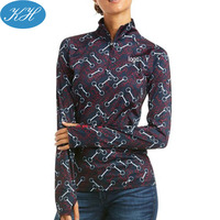 Vêtements d'équitation à Sublimation automatique, couche de Base imprimée de fleurs à manches longues