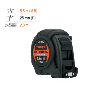 Set di 6 Metro a Nastro Truper da 25mm, Nero, Resistente agli Urti, Lunghezza 5,5m - Product Image 3