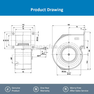 Ventilateur centrifuge EC autoportant pour ascenseur, roulement à billes, 24VDC 42W 2.0A 3000RPM 108x159mm 225m3/h, OEM, pour G1G108-AB17-02 - Product Image 4