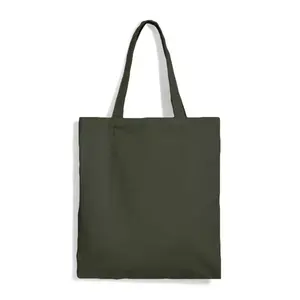 Bolsa de Mano Premium 100% Algodón, Color Verde Tierra, Talla Única, Reciclable, para Compras o Negocios, con Asa para Serigrafía - Product Image 1