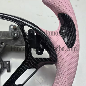 Volante Deportivo de Fibra de Carbono con Agarre de Cuero Perforado, Compatible con Infiniti G27 G37 - Product Image 3