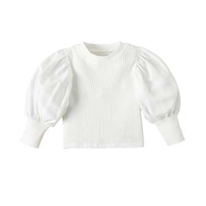 Top con maniche a lanterna High street e <span class=keywords><strong>pantaloni</strong></span> <span class=keywords><strong>in</strong></span> <span class=keywords><strong>pelle</strong></span> PU set di abbigliamento per ragazze junior <span class=keywords><strong>in</strong></span> due pezzi - Product Image 6