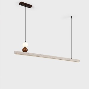 Vintage Wabi-sabi Yellow Travertine Pendant <b>Light</b> Long Strip Led For Dining Room Living Room Tea Room - Product Image 5