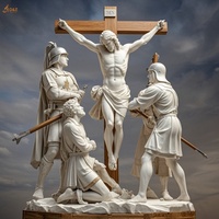Église catholique chrétienne célèbre grande pierre sculpter jésus 14 Station onzième station marbre blanc jésus cloué croix Sculpture