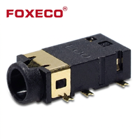 Connecteur audio stéréo étanche 3,5 mm en cuivre noir étamé, 5 broches femelle, conforme RoHS, SMT, pour écouteurs avec PCB pour ordinateur 1,5 A