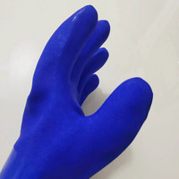 Gants de travail enduits de PVC bleu à double trempage, résistants aux acides et aux alcalis, imperméables et antidérapants, de 27 cm pour le travail industriel