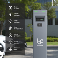 OCPP 2.0.1 ISO15118 Plug and Charge Pistolet double monté au sol 44kw Ev Chargeur 3 phases 22kw Ev Station de charge