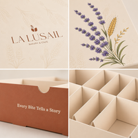 Boîte cadeau de luxe à tiroir coulissant pour pâtisseries, avec logo personnalisé, imprimé botanique, pour macarons, biscuits et chocolats, avec compartiments