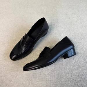 Vintage-style <b>Oxford</b> <b>Shoes</b> Versatile Single <b>Shoes</b> for <b>Women</b> Simple Style Thick Heel Round Toe Small Leather <b>Shoes</b> - Product Image 3