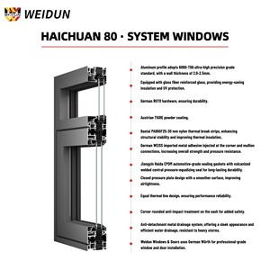 Fenêtre à battant moderne <span class=keywords><strong>en</strong></span> aluminium WEIDUN HC80 Série 80 Double vitrage Isolation thermique Insonorisation Inclinaison-rotation Revêtement poudré OEM - Product Image 5