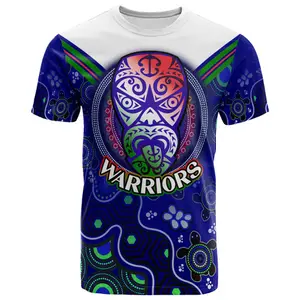 Unieke Nieuw-Zeeland Krijgers T-Shirts Groothandel Op Maat Gemaakt Nieuw-Zeeland Krijgers Aboriginal Geïnspireerd Dot Art Schildpad T-Shirt Unisex