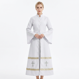 Robe <span class=keywords><strong>de</strong></span> <span class=keywords><strong>Prêtre</strong></span> Unisexe OEM pour Église, <span class=keywords><strong>Soutane</strong></span> Liturgique <span class=keywords><strong>de</strong></span> Chorale, Vêtement Liturgique <span class=keywords><strong>à</strong></span> <span class=keywords><strong>Vendre</strong></span>, avec Boutons et Manches Longues, Costume <span class=keywords><strong>de</strong></span> Pasteur - Product Image 2