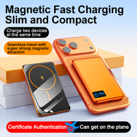 Mini Power Bank Portable en Alliage d'Aluminium Ultra-Fin 5000mAh à Charge Rapide 15W avec Chargement Magnétique Sans Fil, Logo Personnalisé pour Téléphone