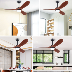 Ventilateur de plafond moderne à pales en <span class=keywords><strong>bois</strong></span> BLDC - 52 pouces LED avec télécommande, moteur DC silencieux pour la décoration intérieure - Product Image 5