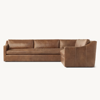 Ensemble de salon moderne de luxe de conception européenne OEM Sassanid, banc en cuir classique belge à accoudoirs inclinés, section en L