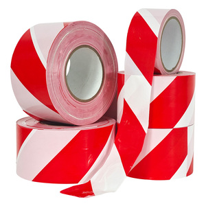 Cinta de Película de Seguridad de Plástico No Adhesiva para Barrera de Advertencia Roja/Blanca Personalizada con Logotipo de Marca para Barricadas de Peligro - Product Image 1