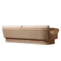 Set Sofa Luar Ruangan Modern Mewah, Tahan Lama, Dapat Dicuci, Rotan PE, Set Furnitur Teras Villa