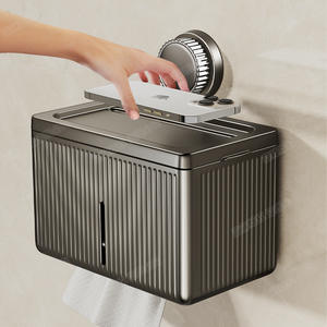 Boîte à mouchoirs rectangulaire murale Blue Vine Gunmetal, sans perçage, support de rangement moderne pour salle de bain - Product Image 3