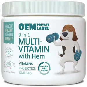 Suplemen Anjing dan Vitamin Hewan Peliharaan Multivitamin dengan Hem Dog Vitamin Suplemen Probiotik untuk Anjing Omega 3 Kekebalan Minyak Ikan