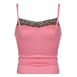 Leopard Print <b>Lace</b> Trim Breathable Casual <b>Camisole</b>-Stretchy Slim Fit Knit <b>Top</b> - Product Image 6