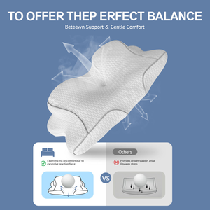 Oreiller en mousse à mémoire de forme rafraîchissant, confortable, inodore, pour un sommeil réparateur, avec soutien cervical réglable, design papillon, soulage la douleur - Product Image 5
